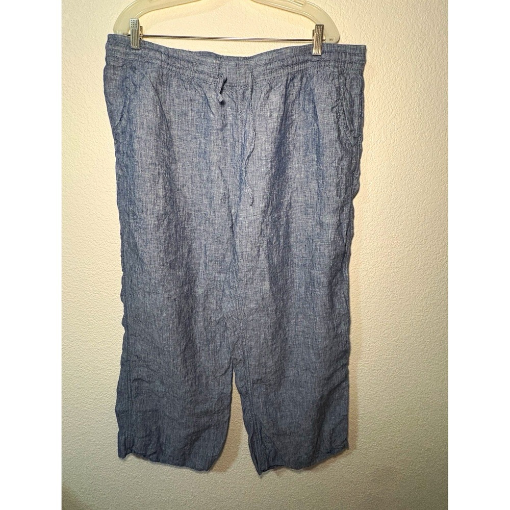 L.L.Bean Women's Blue Capri Pants Drawstring Elastic Waist Plus 20